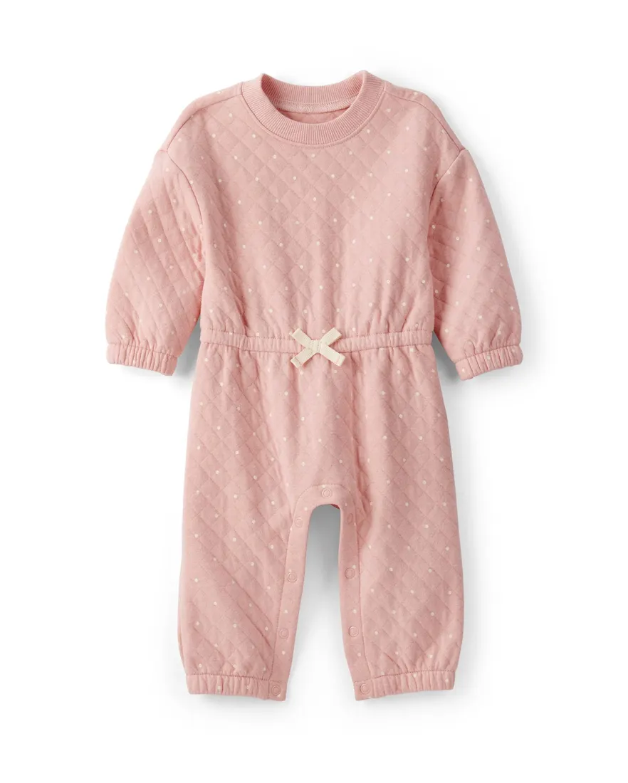 Macacão bebê matelassê poá - rosa