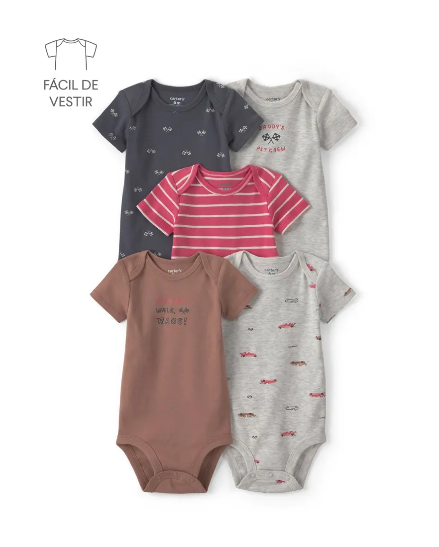 Kit body infantil 5 peças estampado - Multicor