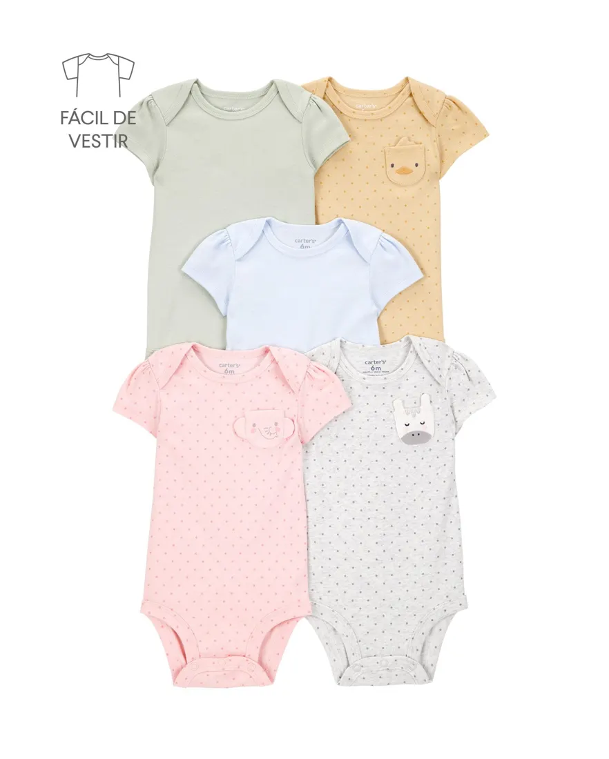 Kit body bebê 5 peças estampadas