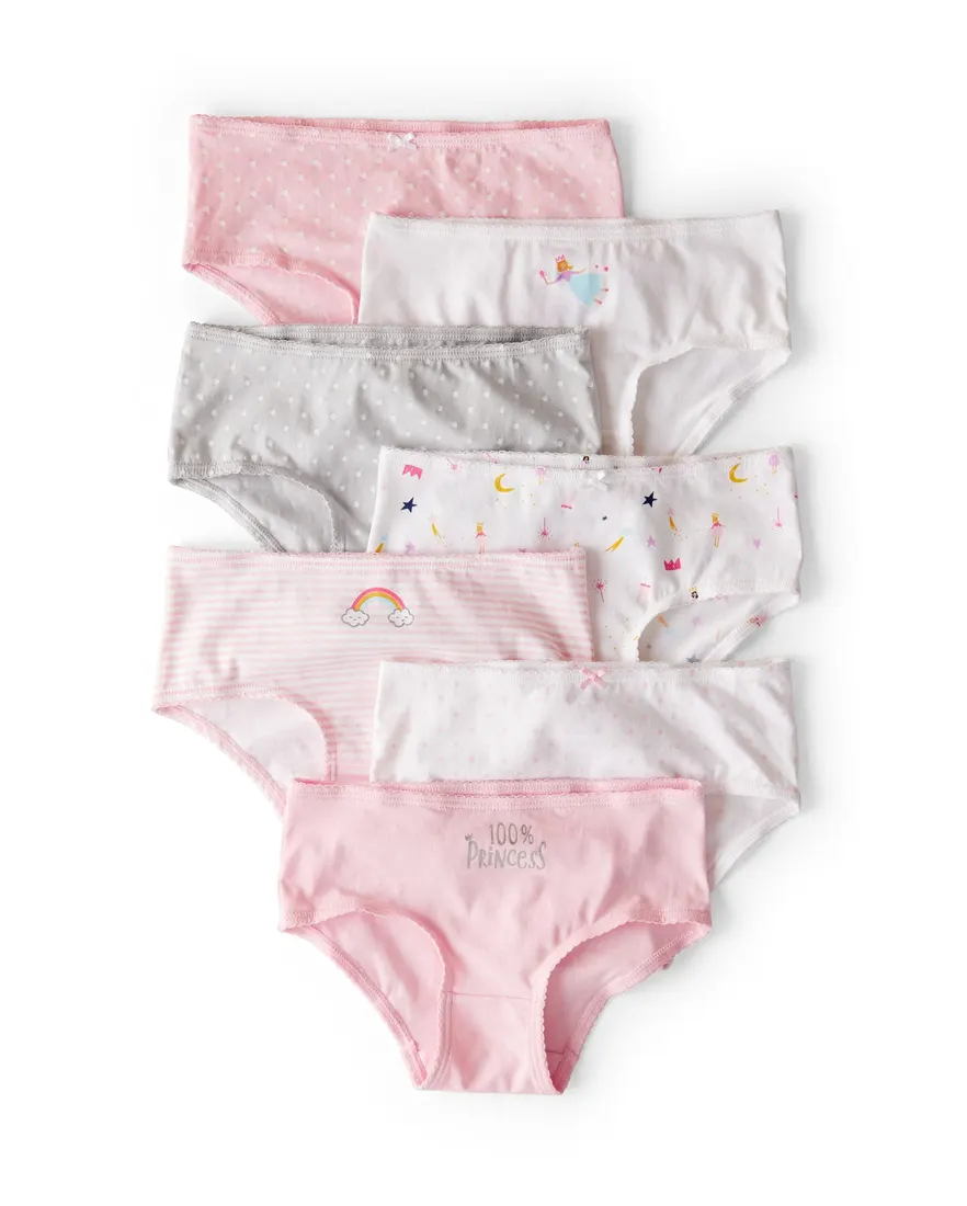 Kit calcinha infantil 7 peças estampadas - multicor