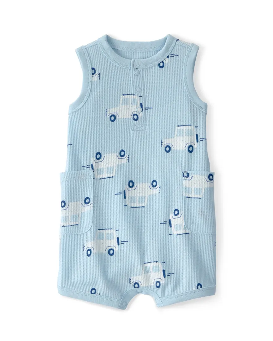 Macaquinho bebê regata estampado - Azul