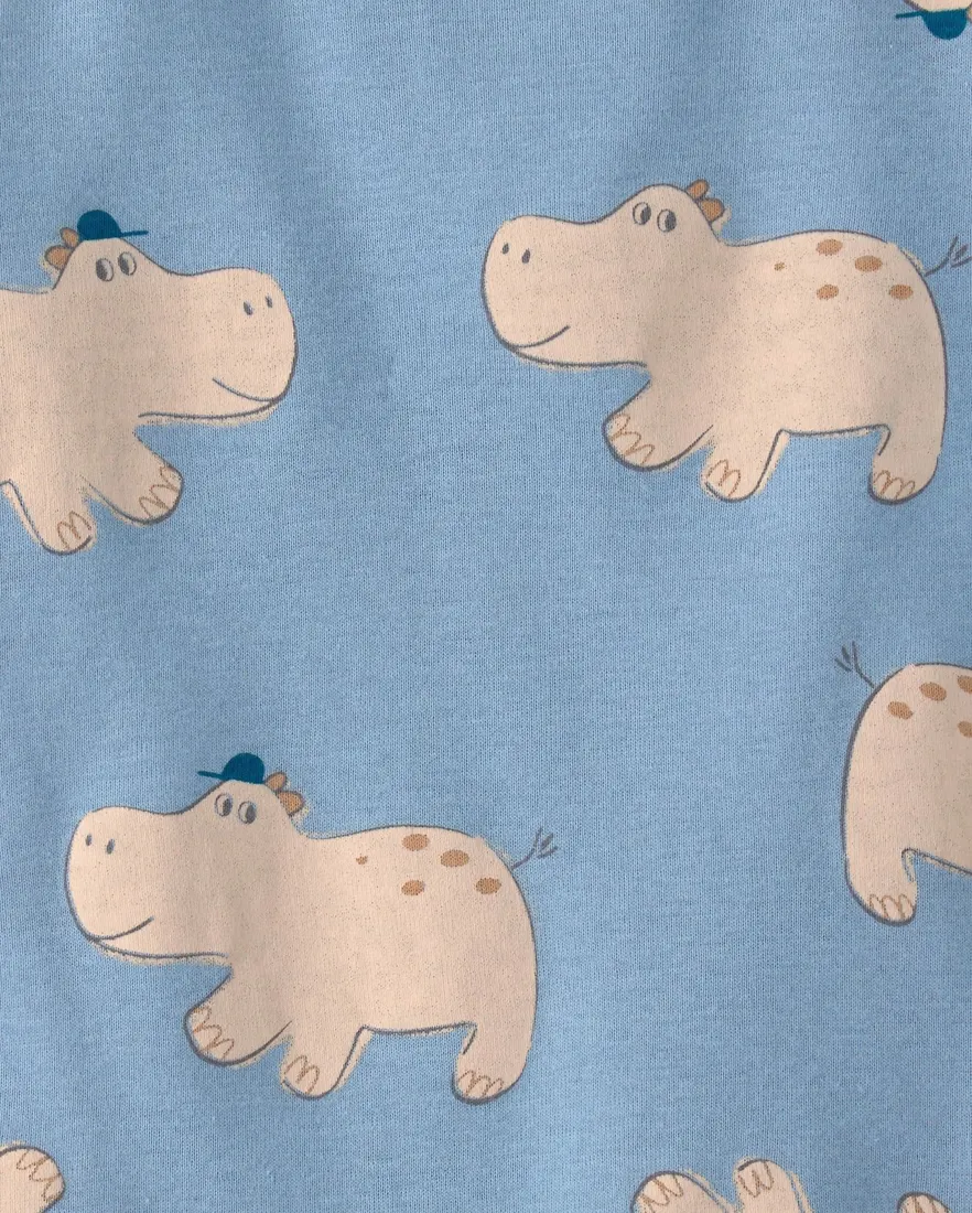 Outra vista de Macaquinho bebê estampado - Azul