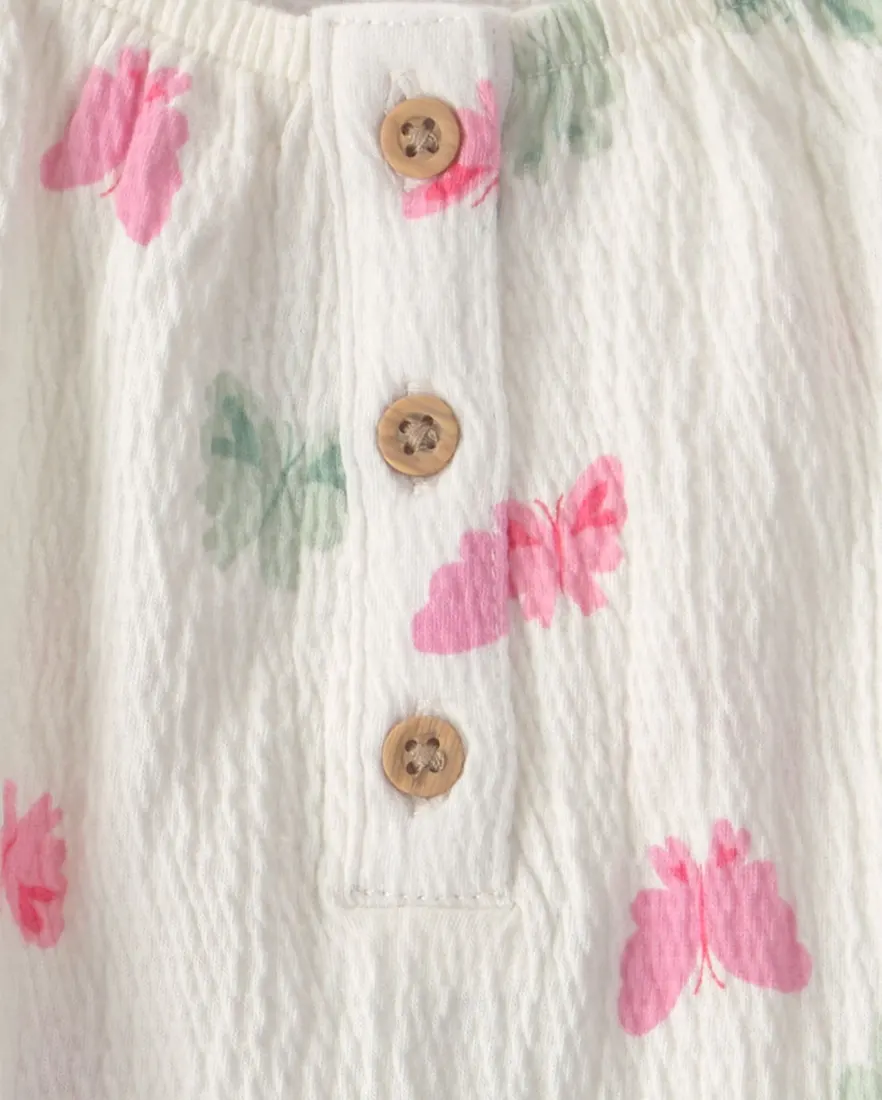 Outra vista de Conjunto curto infantil 2 peças texturizado e estampado - Multicor