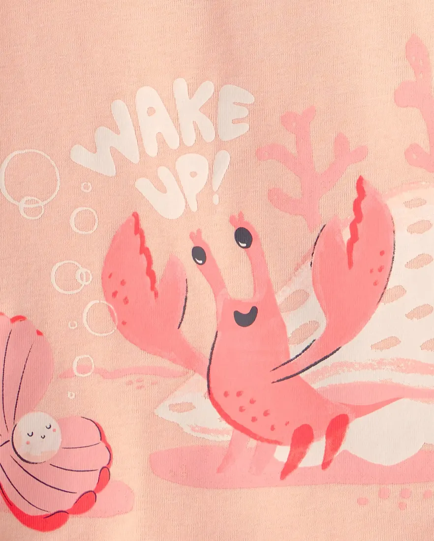 Outra vista de Pijama curto infantil 4 peças estampado - Rosa