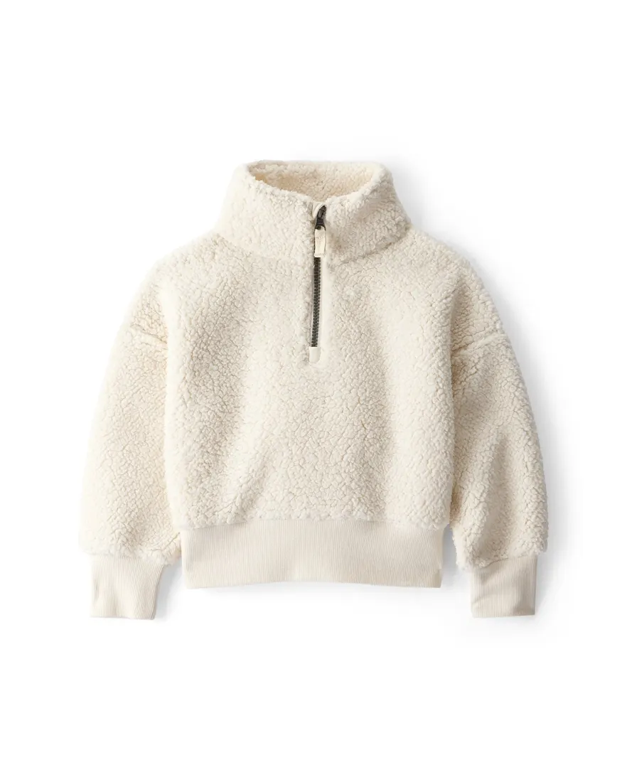 Blusa infantil em sherpa gola alta - bege
