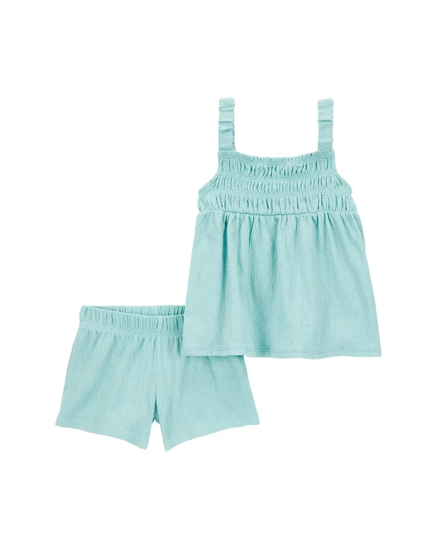 Conjunto infantil texturizado com lastex azul