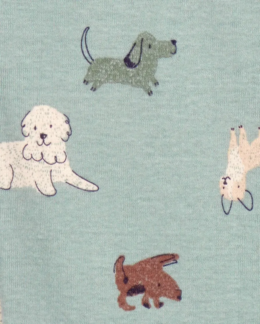 Outra vista de Macacão pijama infantil com pezinho cachorros - verde