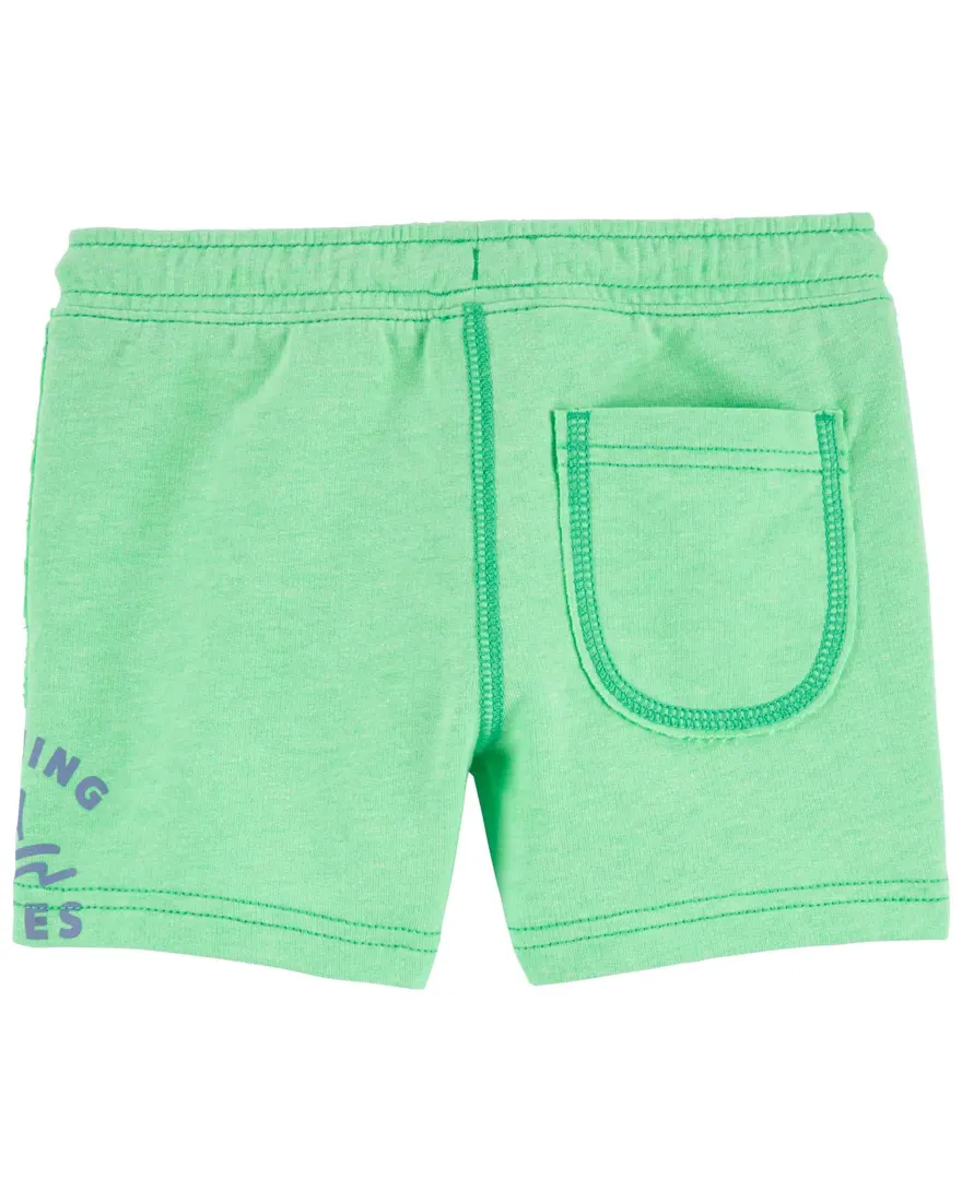 Outra vista de Short infantil cós elástico e cordão waves verde