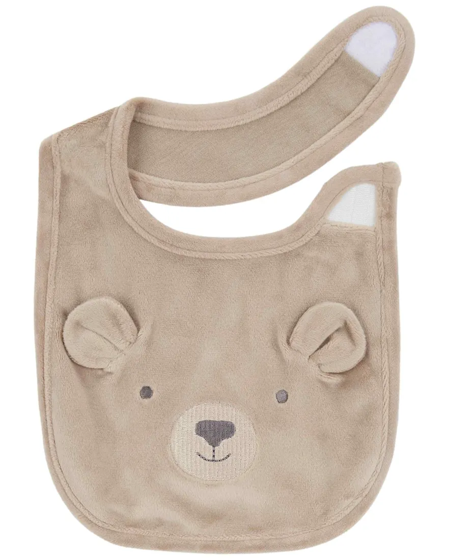 Outra vista de Kit babador bebê com pantufa ursinho bege