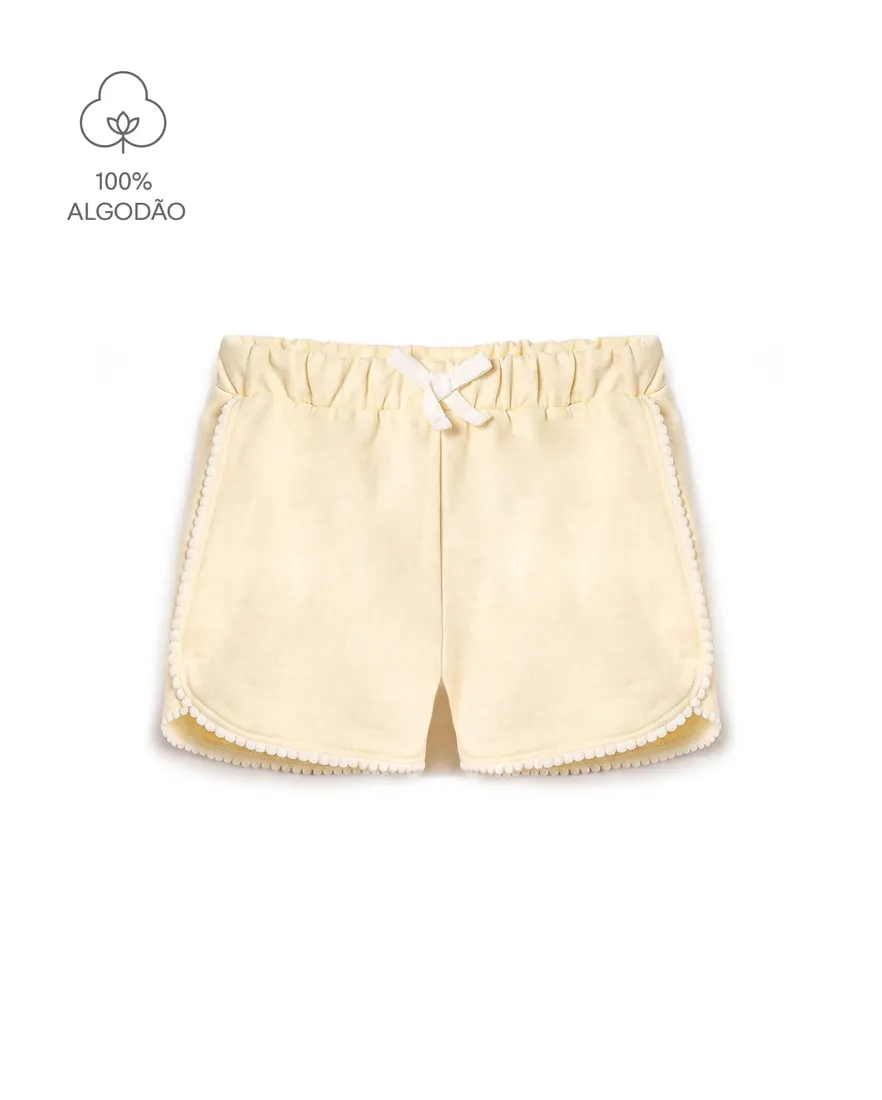 Short infantil menina em algodão - Amarelo Claro