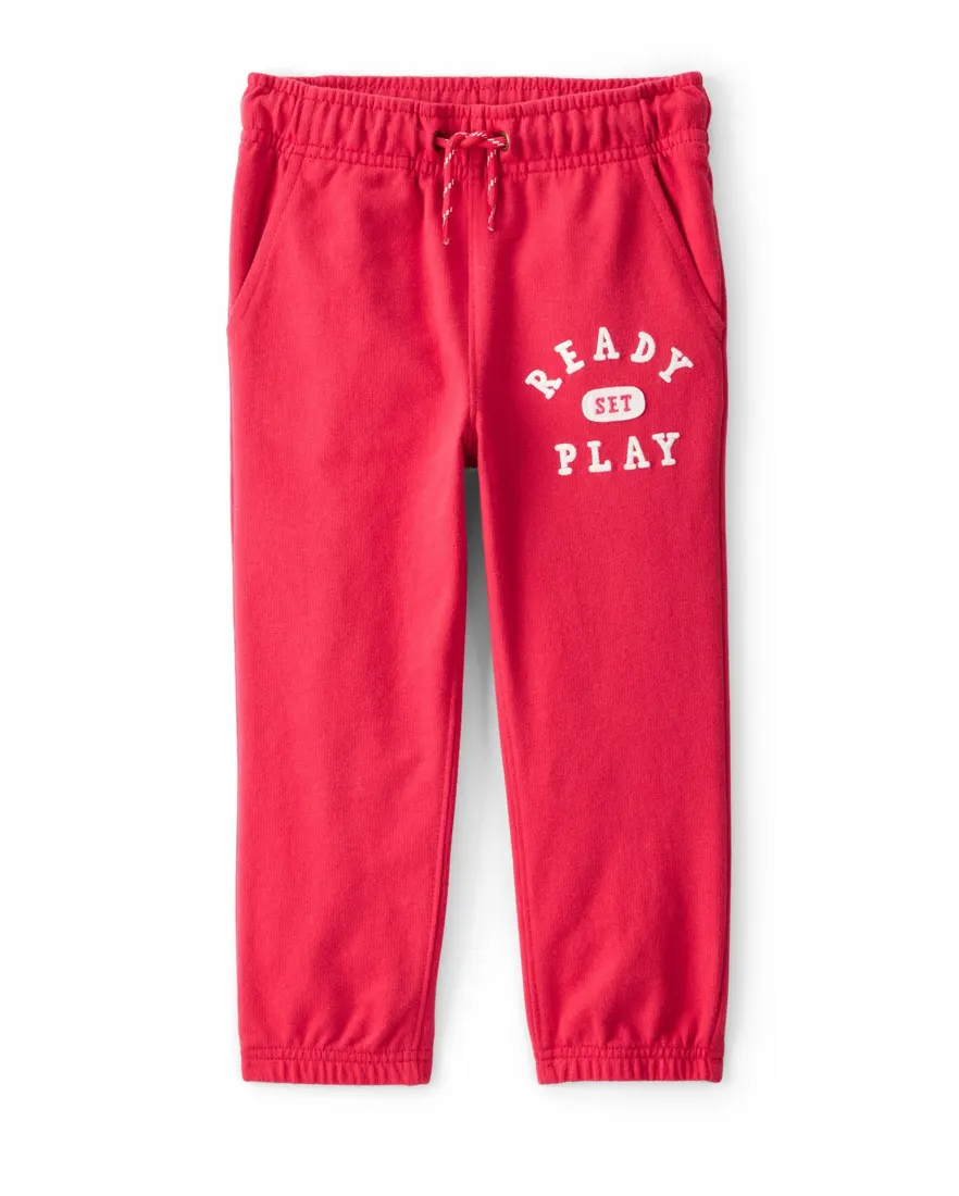 Calça de moletom infantil ready set play - vermelha