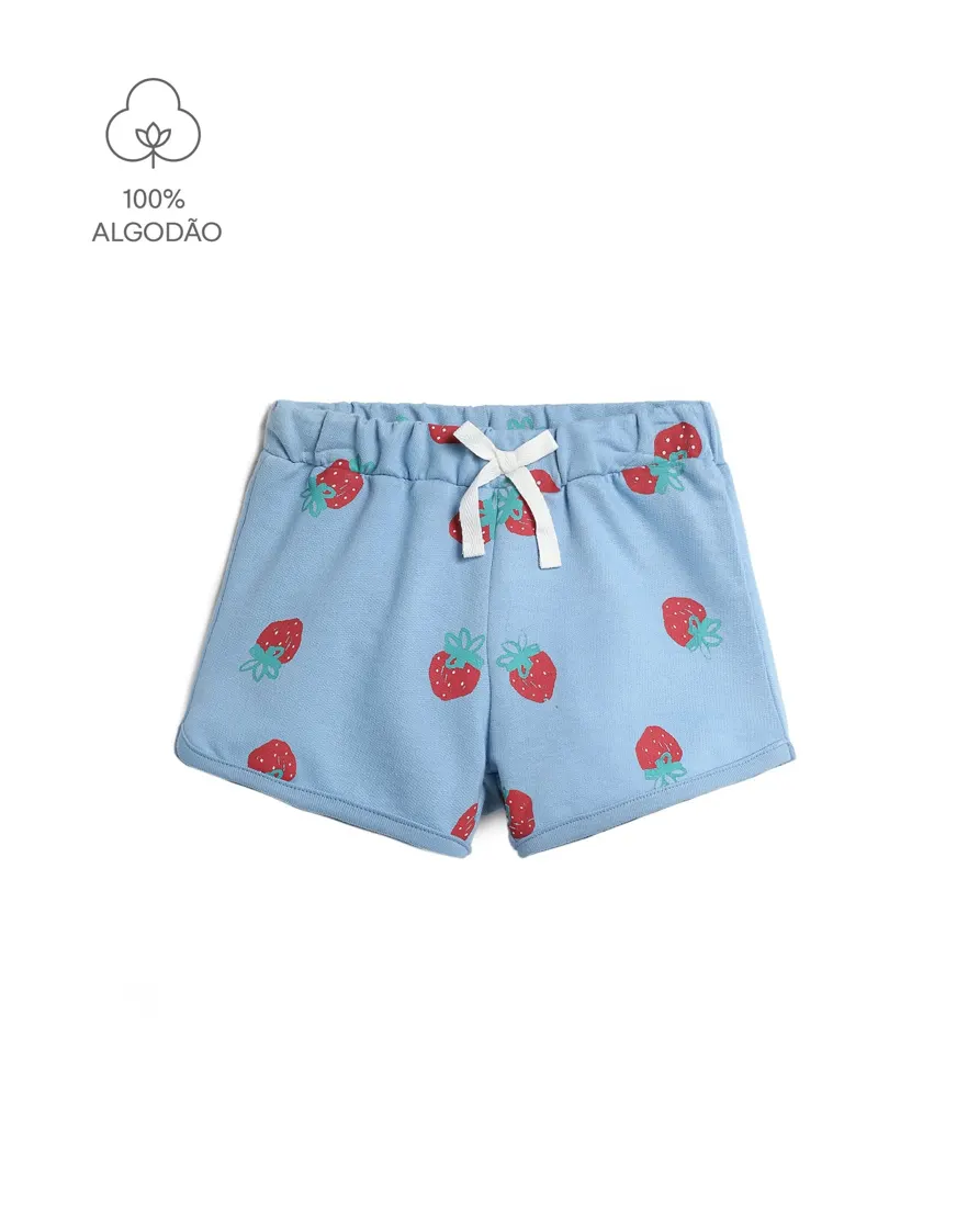 Short infantil morangos - azul