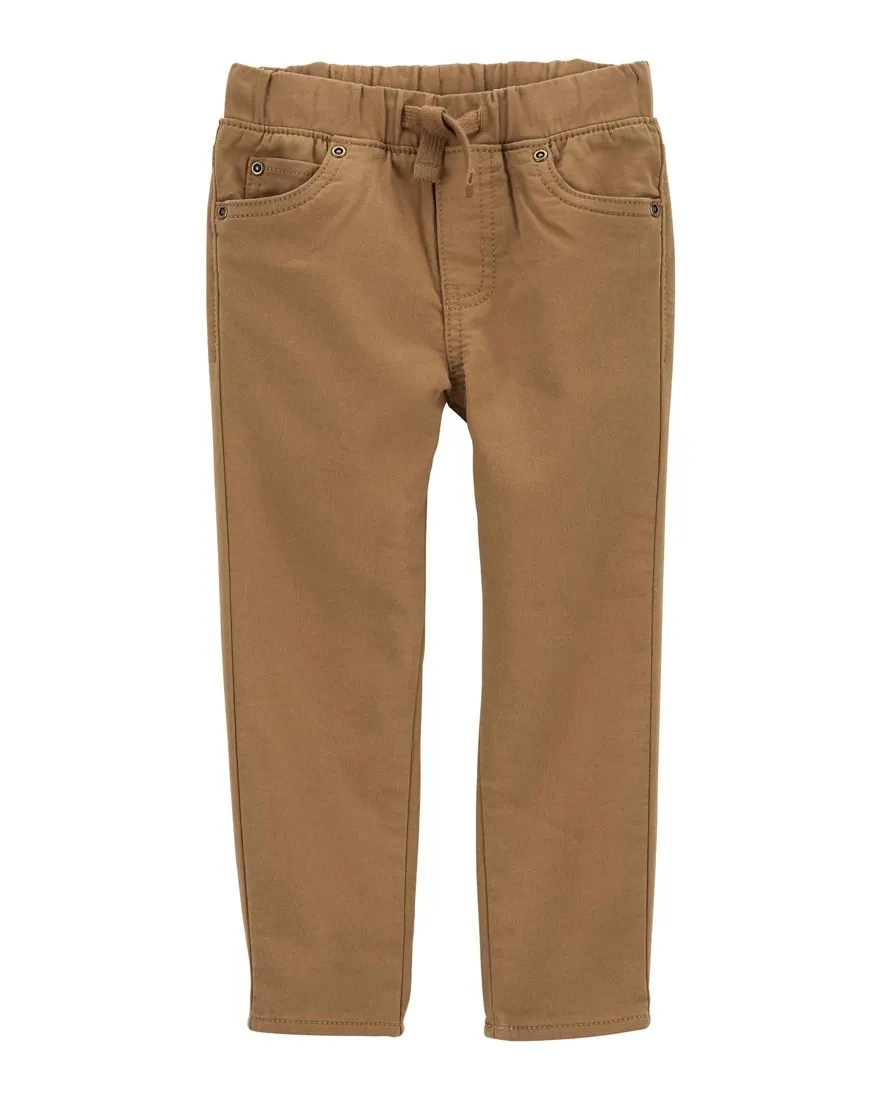 Calça jeans color infantil reta com cordão marrom