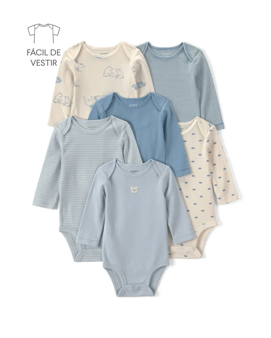 Kit body bebê 6 peças listrado - Multicor