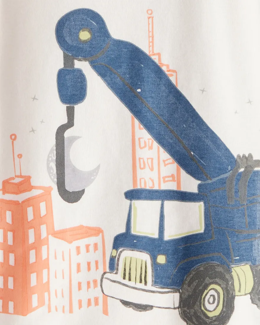 Outra vista de Pijama longo infantil 4 peças construção - multicor