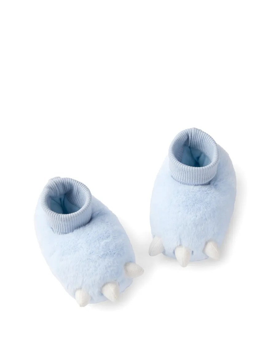 Pantufa bebê peluciada patinhas azul