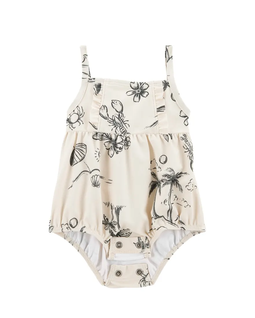 Outra vista de Maiô bebê verão na praia off-white