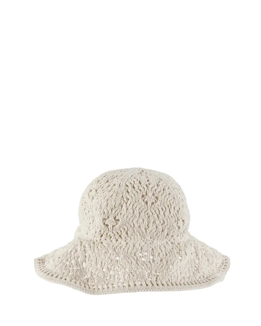 Chapéu bebê bucket em crochê bege