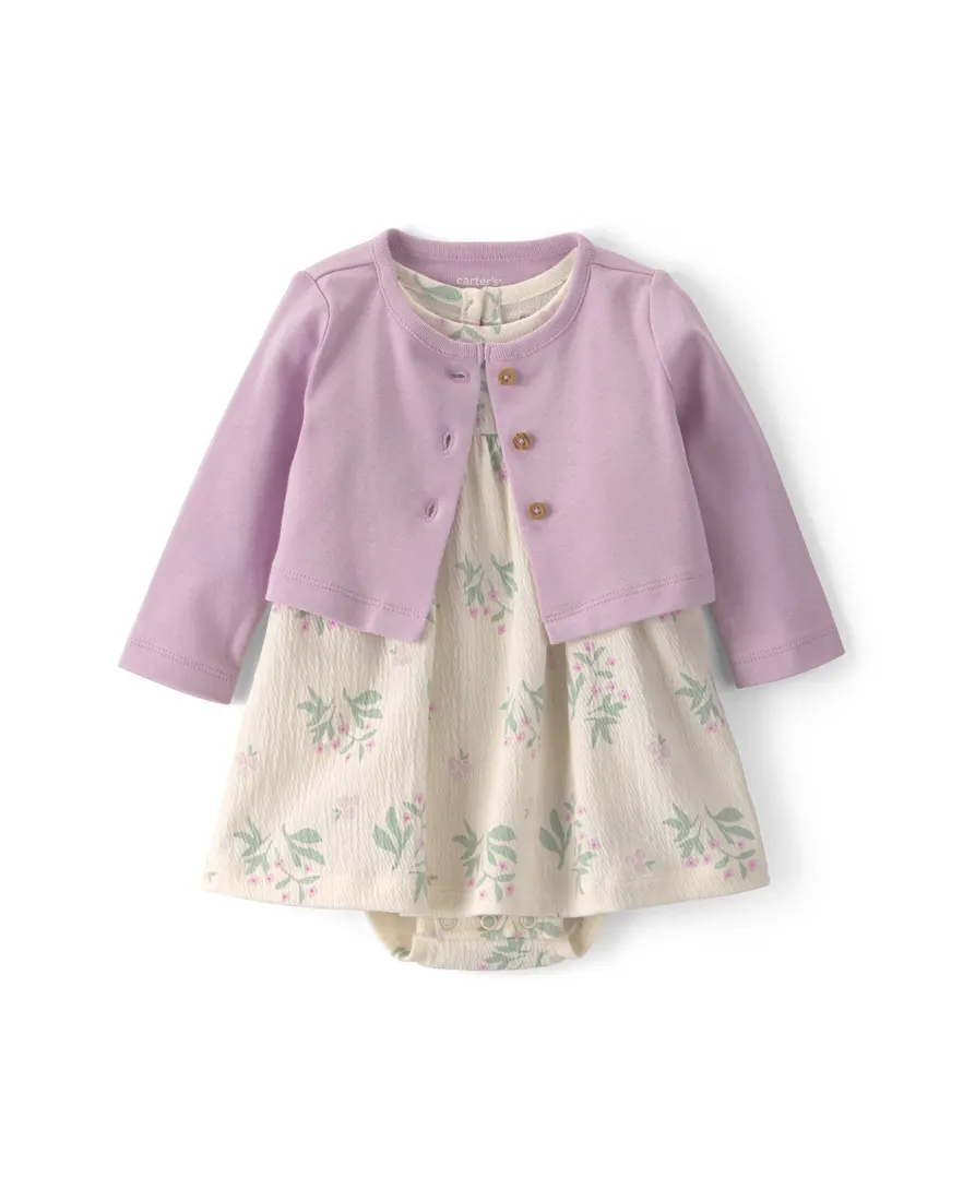 Conjunto bebê 2 peças texturizado com floral - Multicor