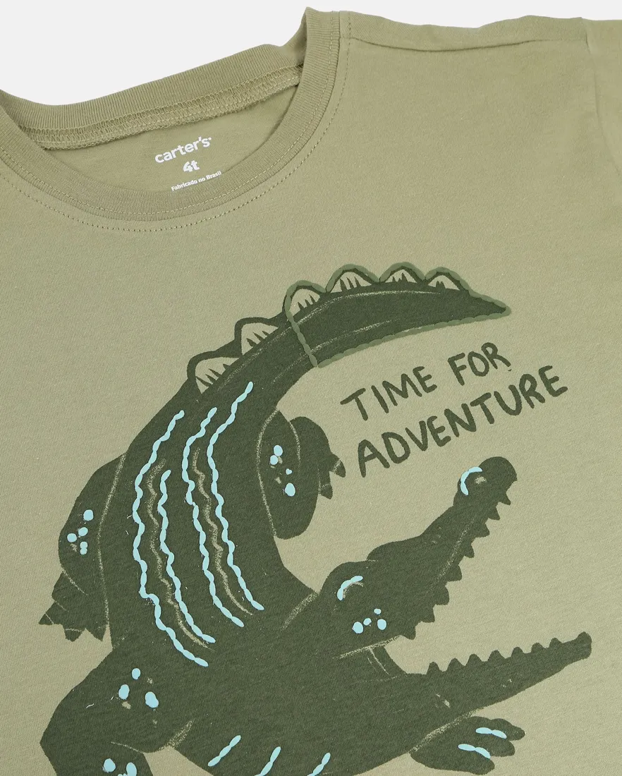 Outra vista de Camiseta infantil menino jacaré - Verde Musgo