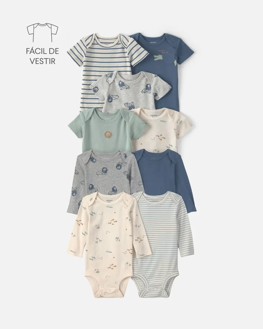 Kit body bebê menino estampado 9 peças - Multicor