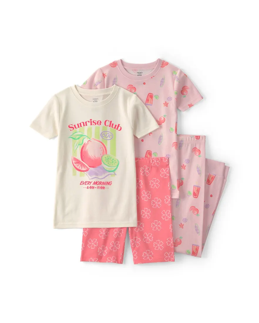 Pijama infantil 4 peças estampado - Multicor