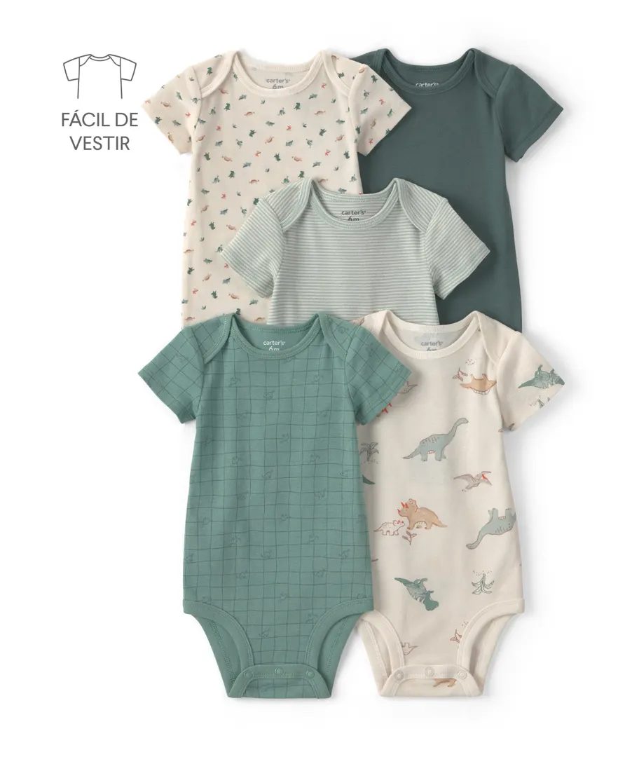 Outra vista de Kit body bebê menino em algodão dinossauro 9 peças - Multicor