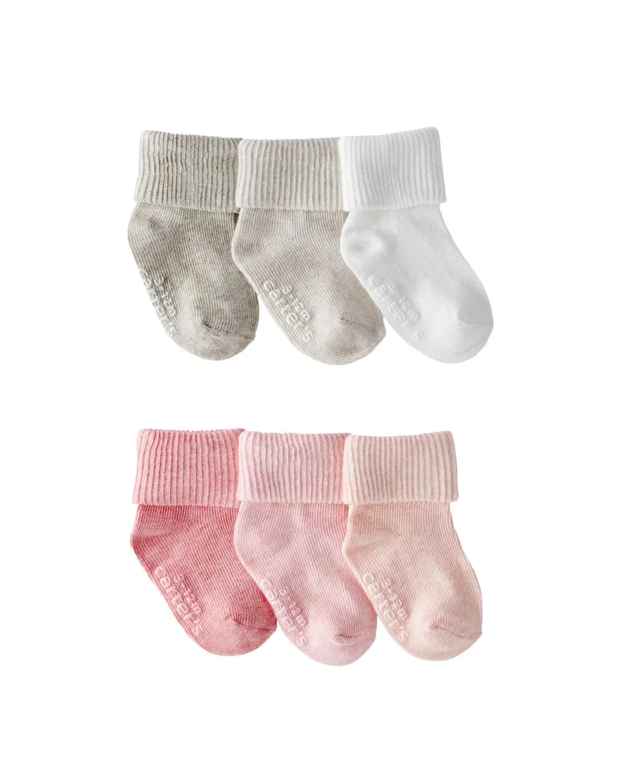 Kit meia bebê 6 pares canelada dobrada - multicor