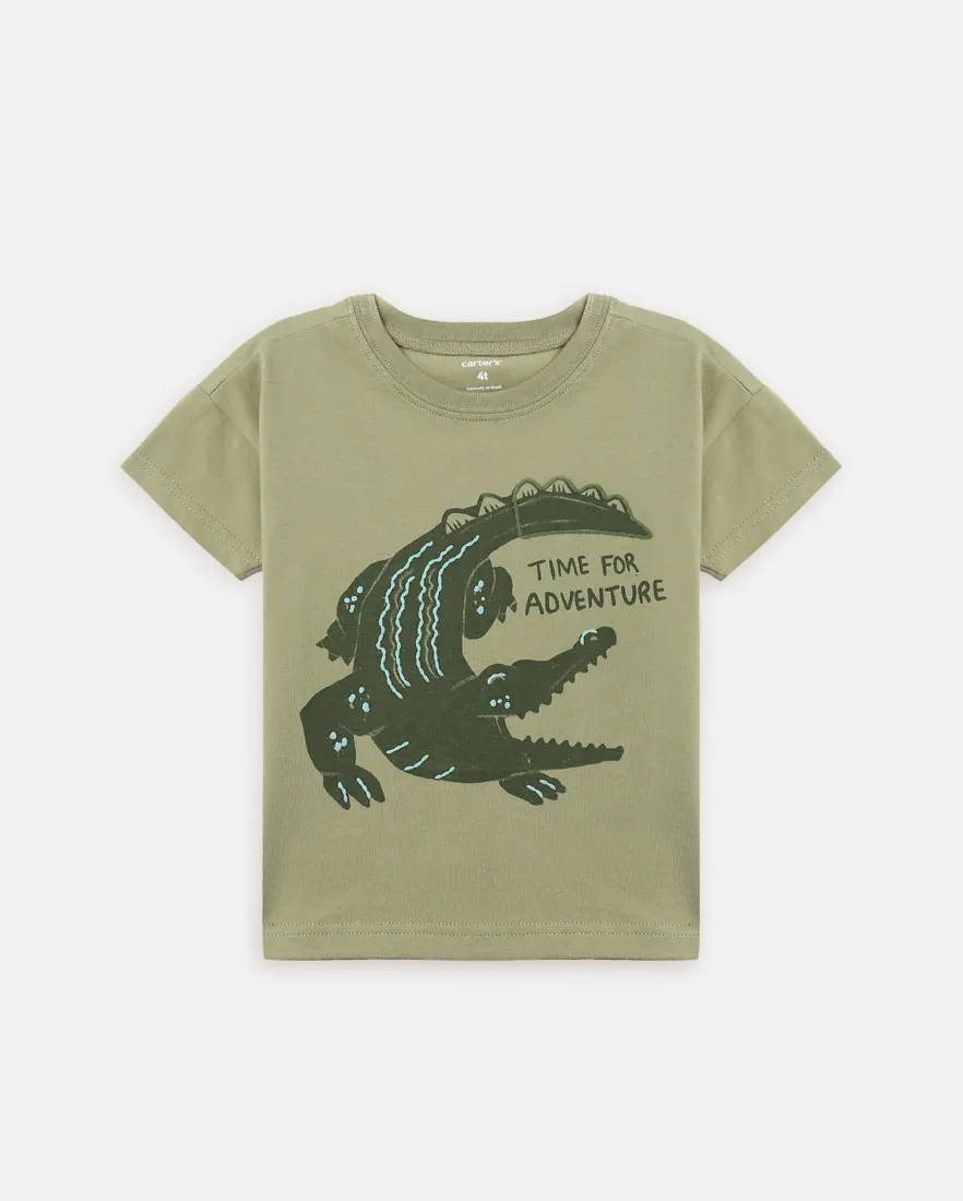 Camiseta infantil menino jacaré - Verde Musgo