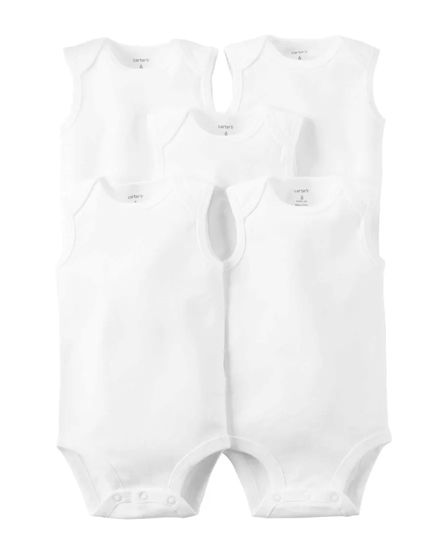 Kit body bebê 5 peças regata branco