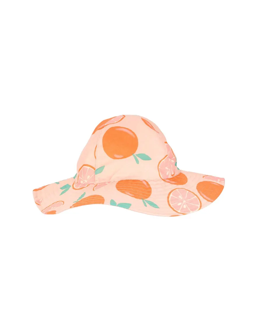 Chapéu infantil pespontado frutinhas laranja