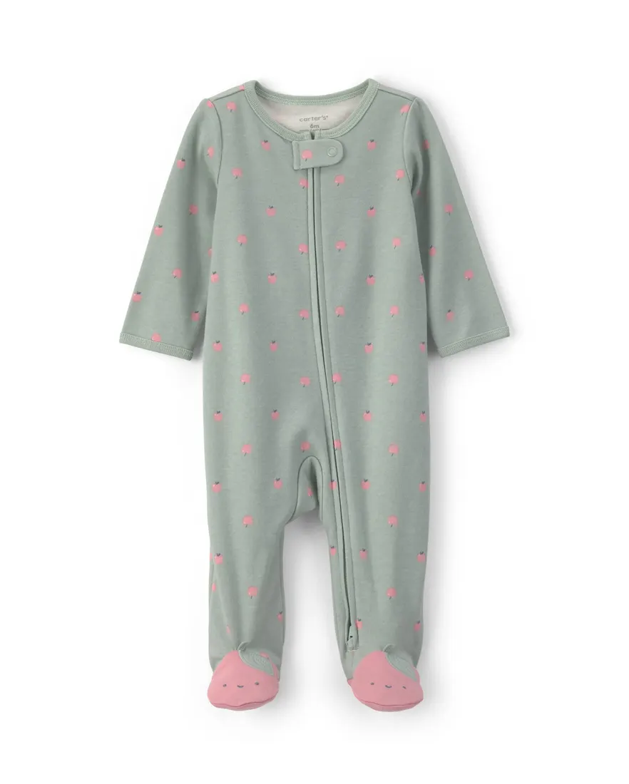 Outra vista de Macacão bebê menina com pezinho estampado