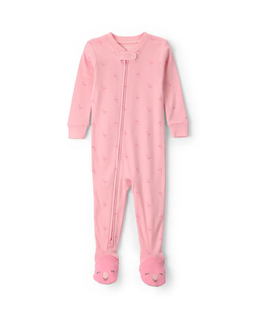 Macacão pijama infantil com pezinho estampado - Rosa