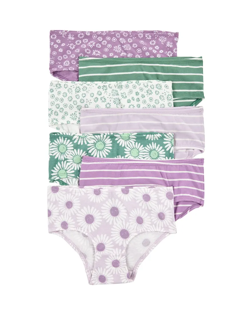 Kit calcinha infantil 7 peças listras floral multicor