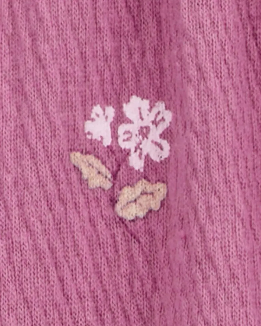 Outra vista de Conjunto curto infantil 2 peças texturizada floral rosa