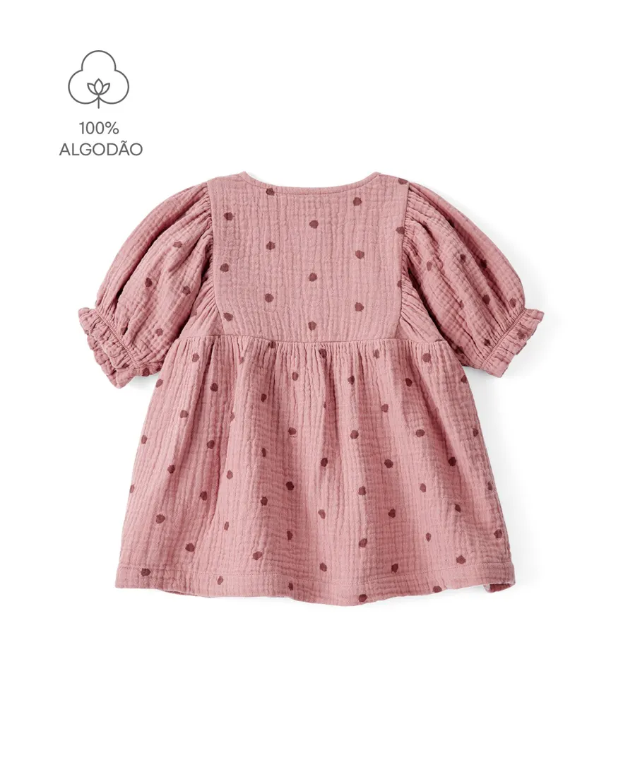 Vestido bebê texturizado com calcinha e par de meias - multicor