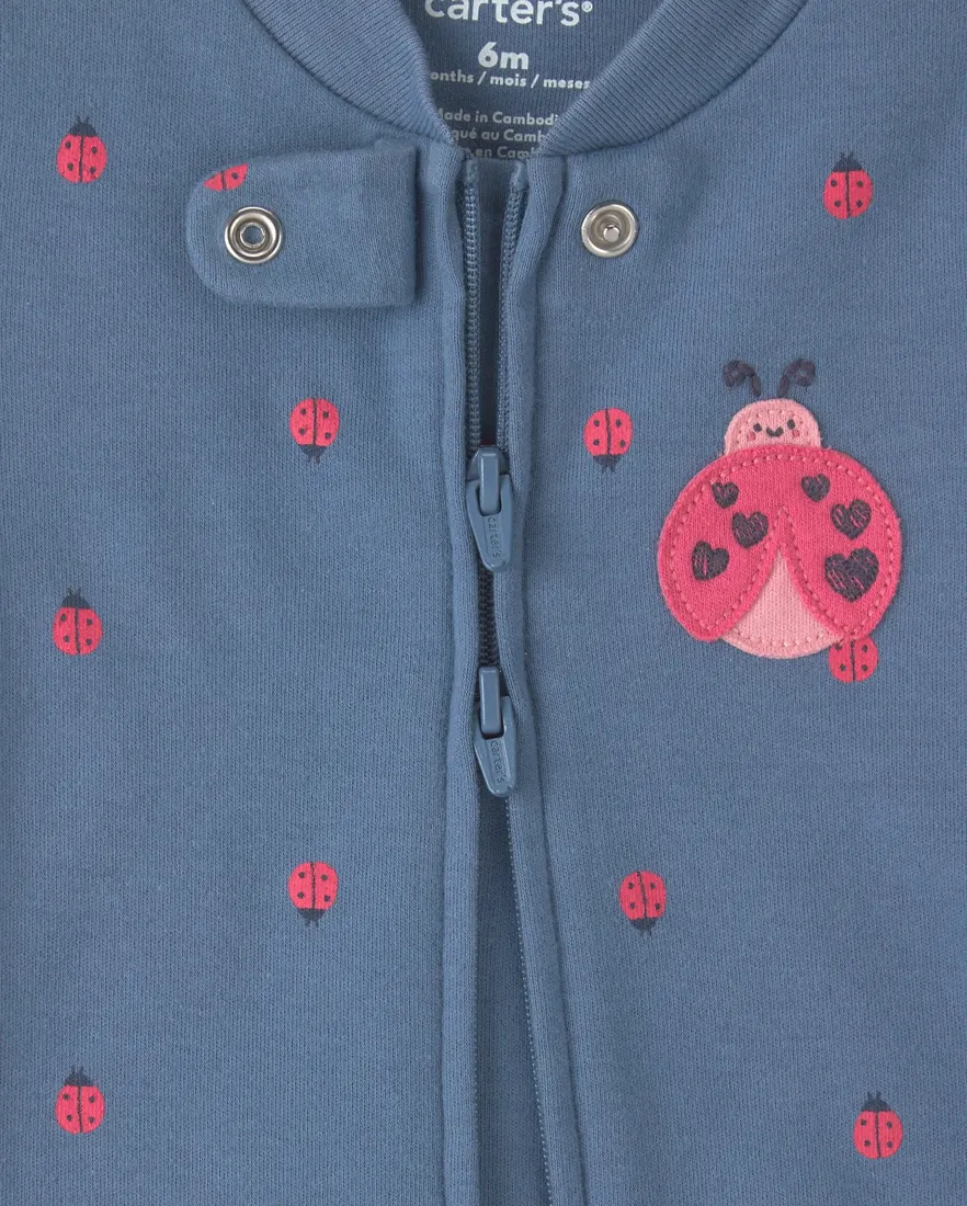 Outra vista de Macacão infantil com pé estampado - Azul