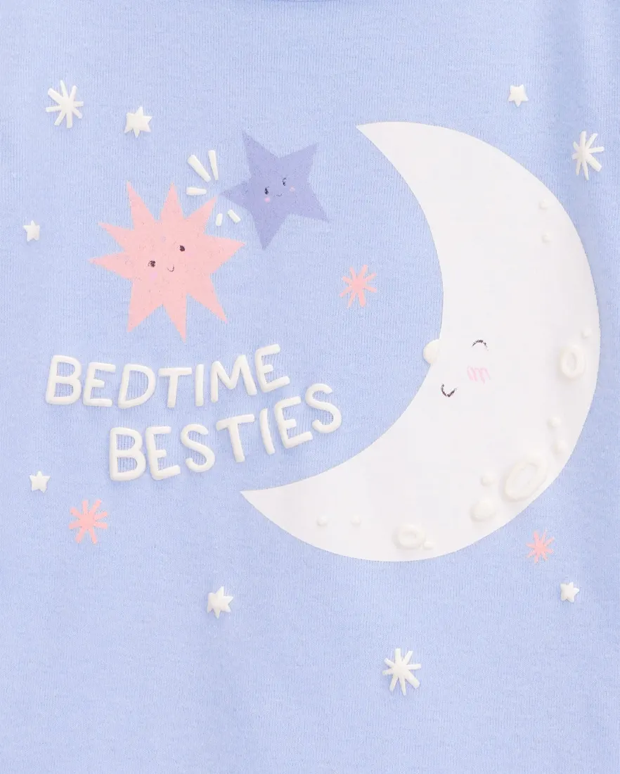 Outra vista de Pijama bebê 4 peças estrelinhas e lua lilás