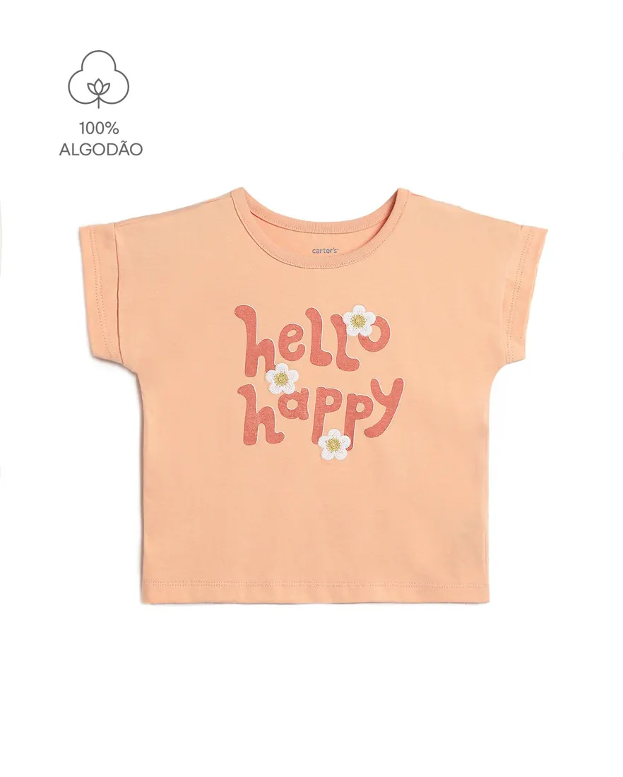 Camiseta infantil estampa com bordados