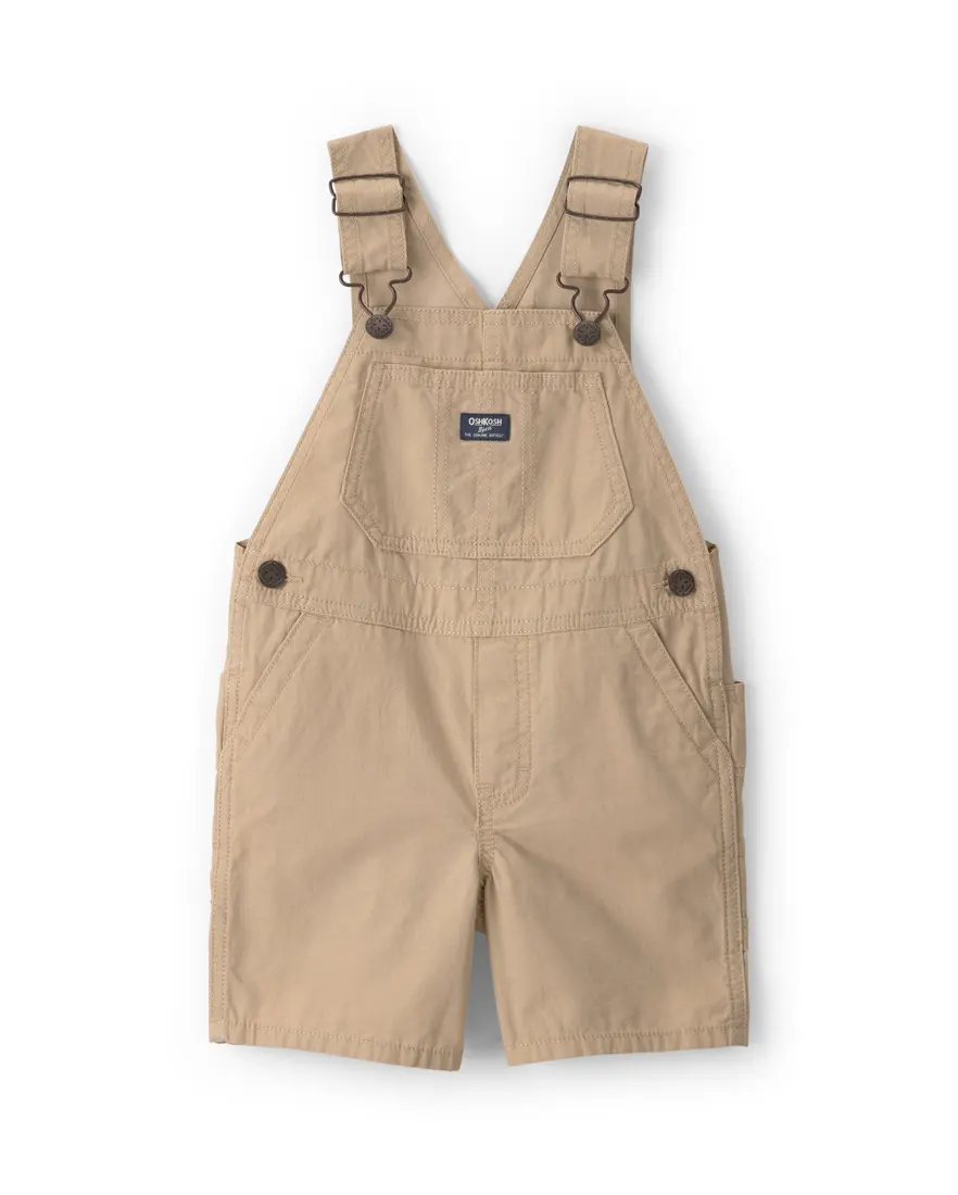 Jardineira de sarja infantil com bolso - bege