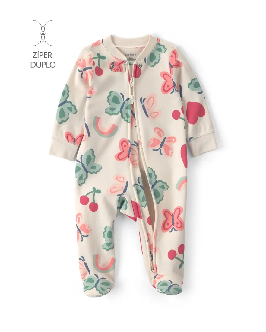 Macacão bebê com pé estampado - Multicor