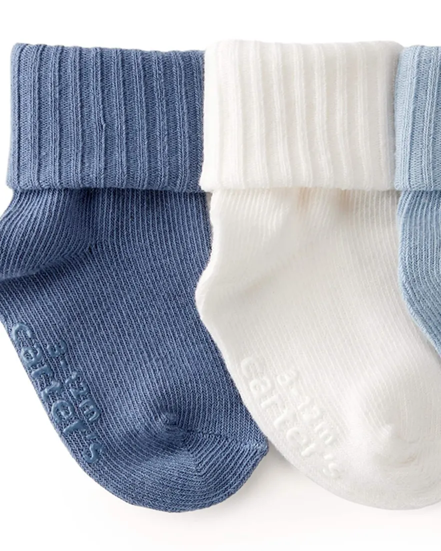 Outra vista de Kit meia bebê 3 pares cano dobrado - multicor