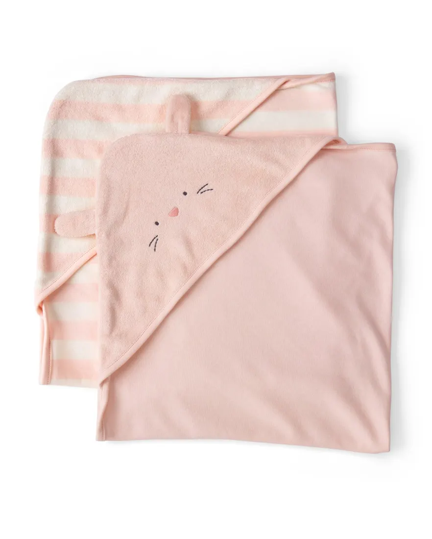 Kit toalha bebê 2 peças com capuz coelhinha - Multicor