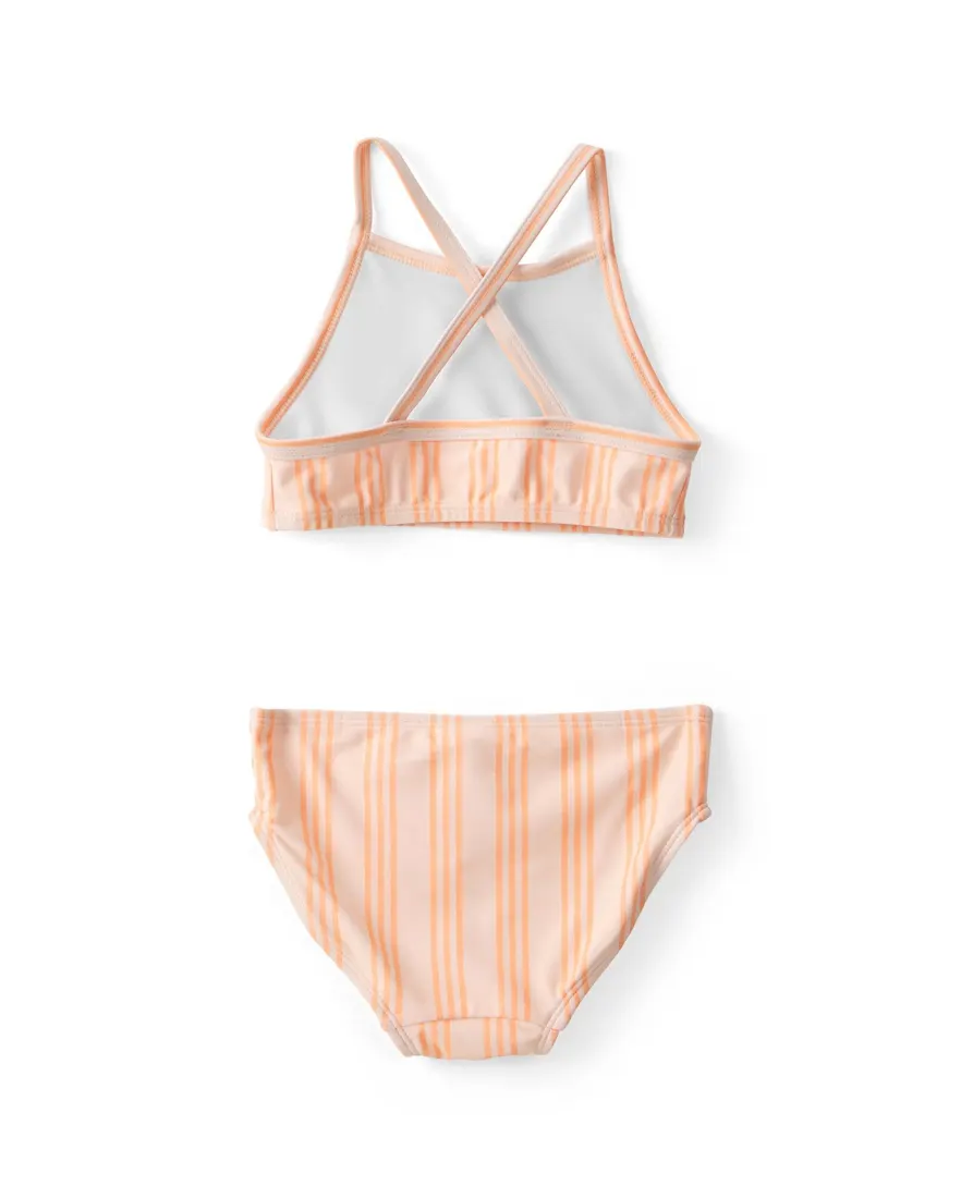 Outra vista de Conjunto praia infantil 3 peças estampado - Laranja