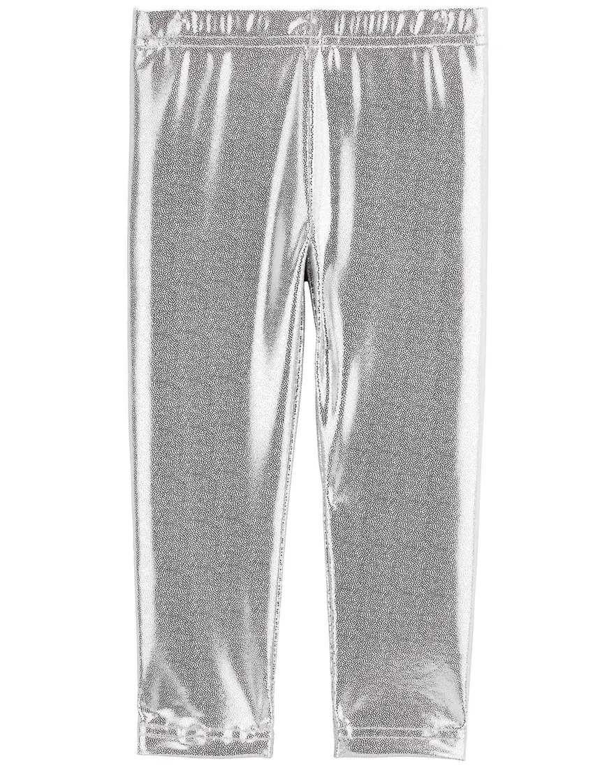 Outra vista de Calça legging bebê metalizada prata