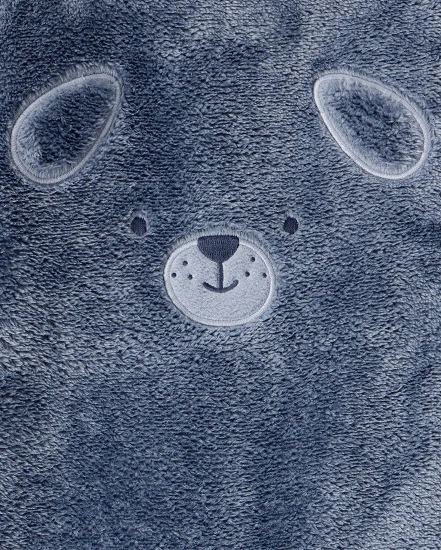 Outra vista de Macacão bebê peluciado urso - azul