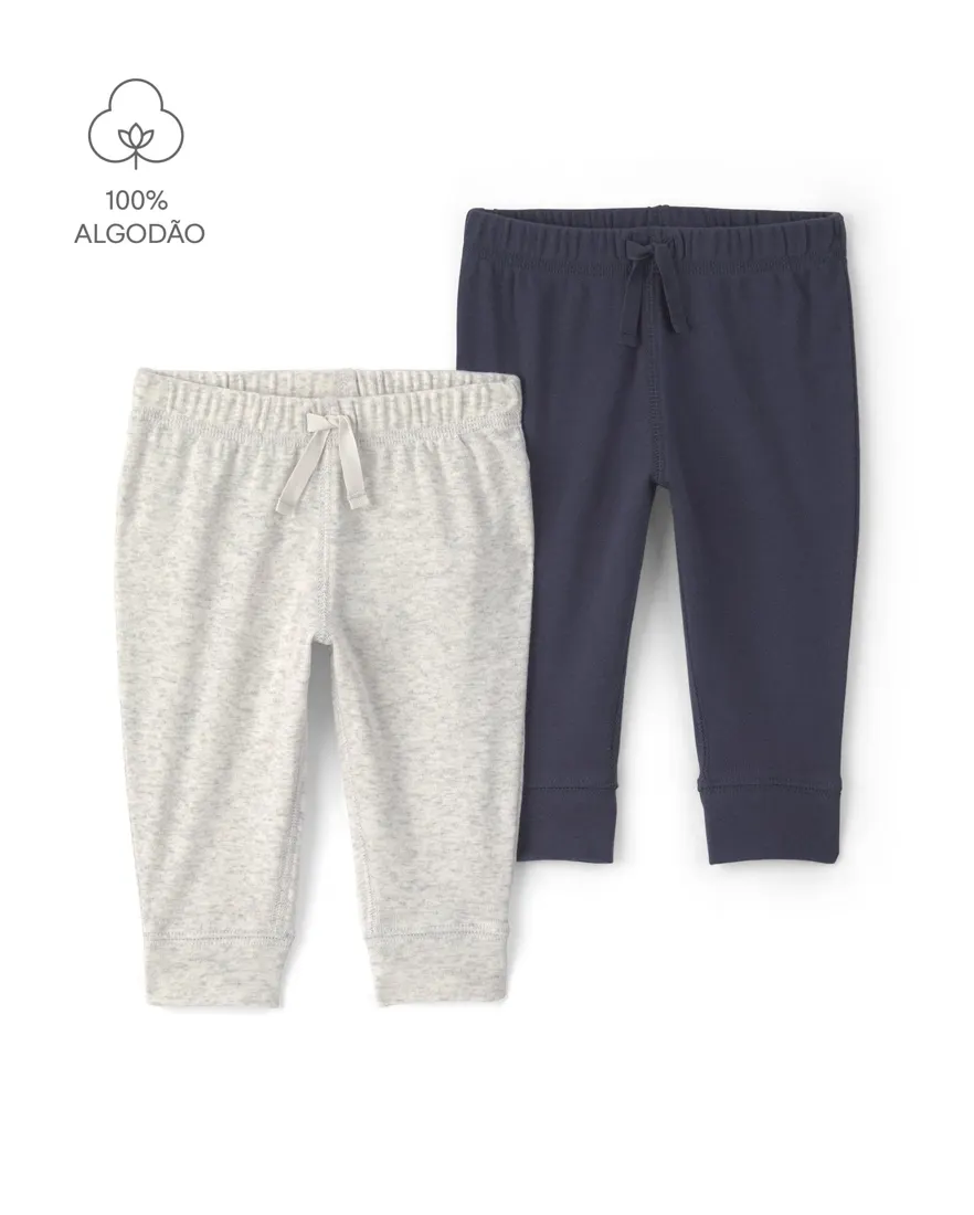 Kit calça bebê 2 peças jogger básica - Multicor