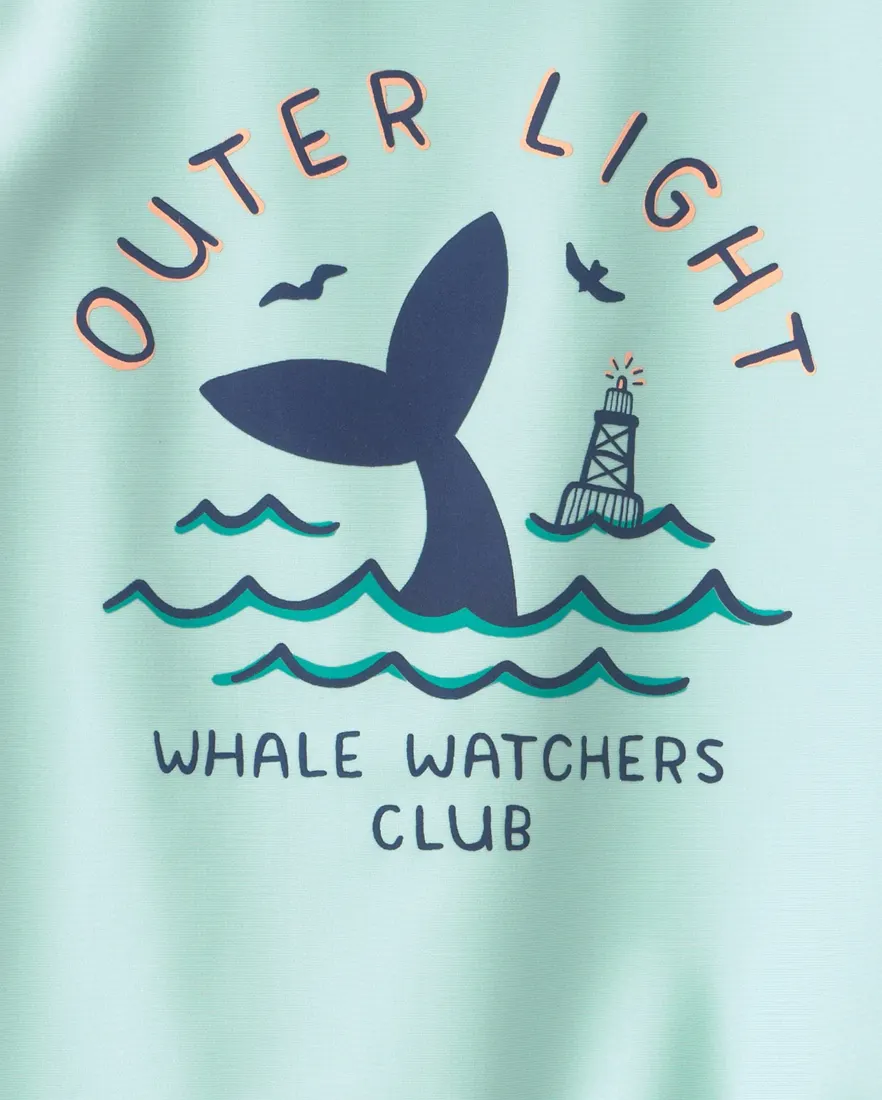 Outra vista de Camiseta de praia raglan infantil menino baleia UV 50+ - Multicor
