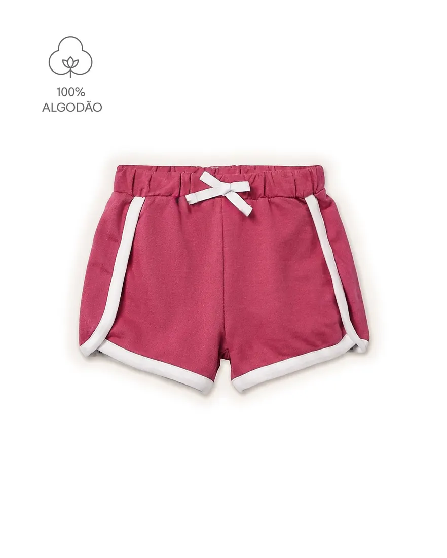 Short com elástico infantil menina em algodão