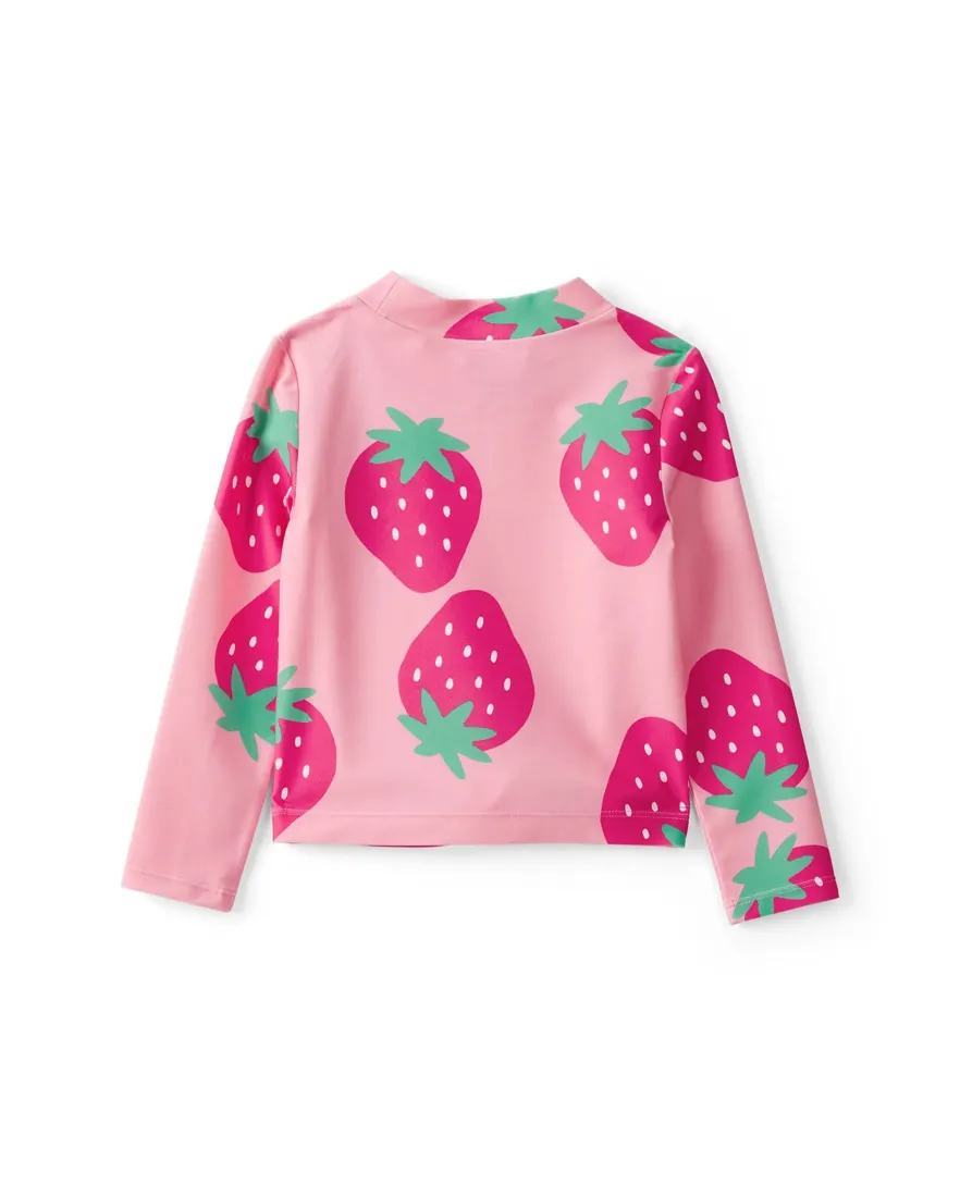 Outra vista de Conjunto de praia infantil menina morango UV 50+ 3 peças - Multicor